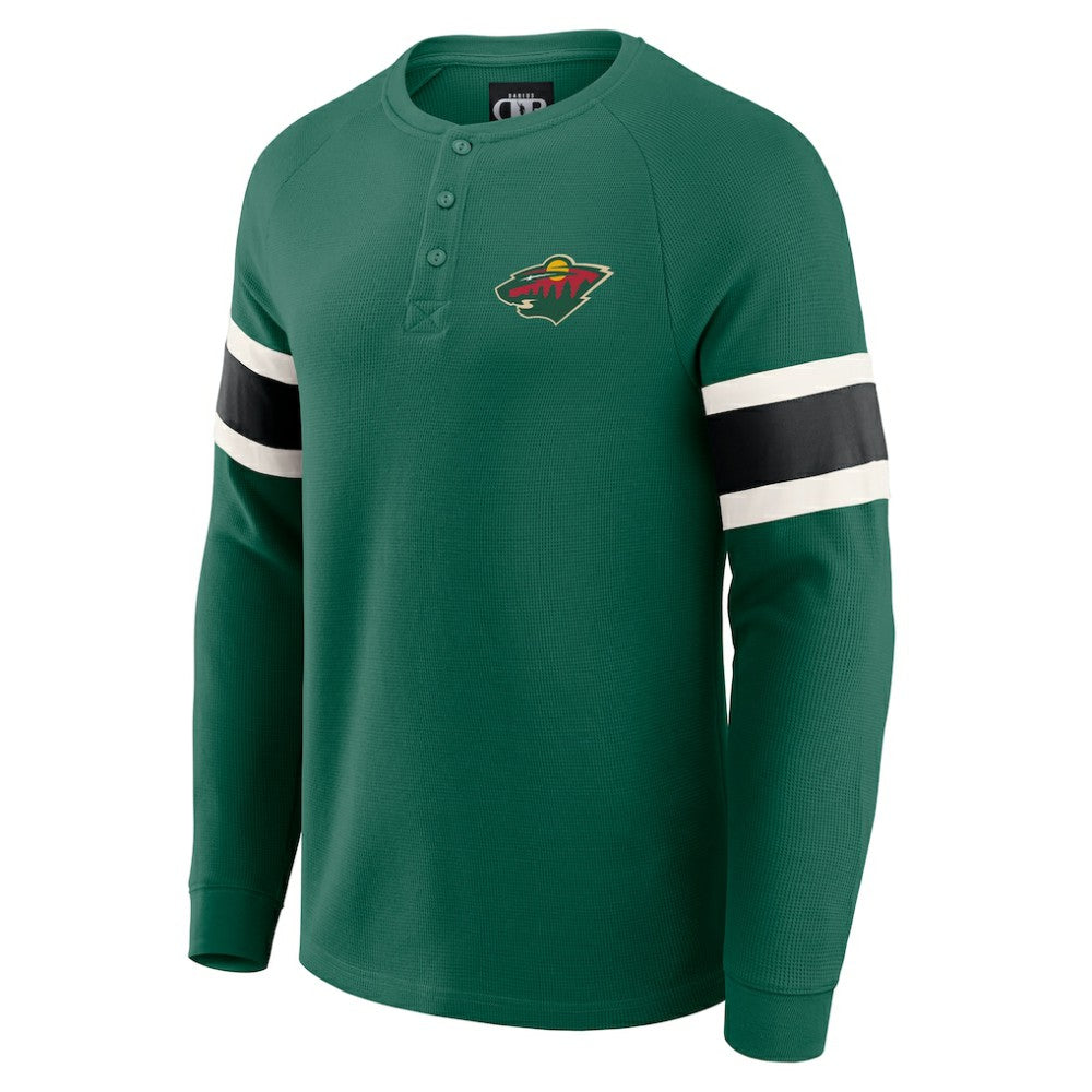 Minnesota Wild Darius Rucker Collection by Fanatics Waffle-Knit Raglan Long Sleeve Henley T-Shirt - Green T-shirts