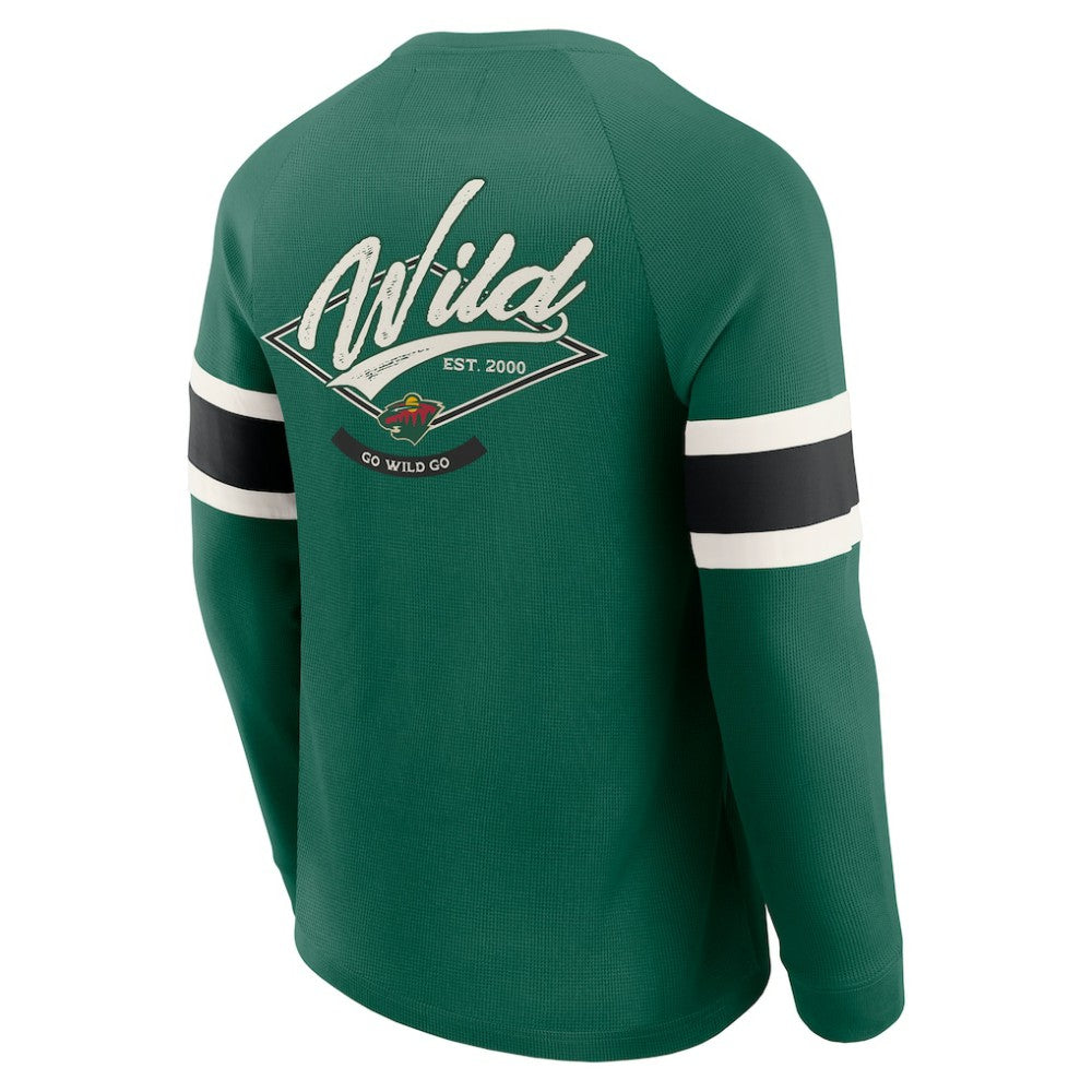 Minnesota Wild Darius Rucker Collection by Fanatics Waffle-Knit Raglan Long Sleeve Henley T-Shirt - Green T-shirts