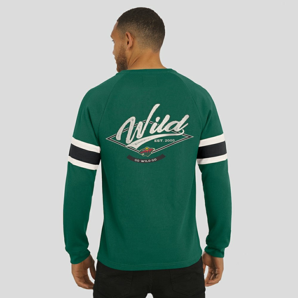 Minnesota Wild Darius Rucker Collection by Fanatics Waffle-Knit Raglan Long Sleeve Henley T-Shirt - Green T-shirts