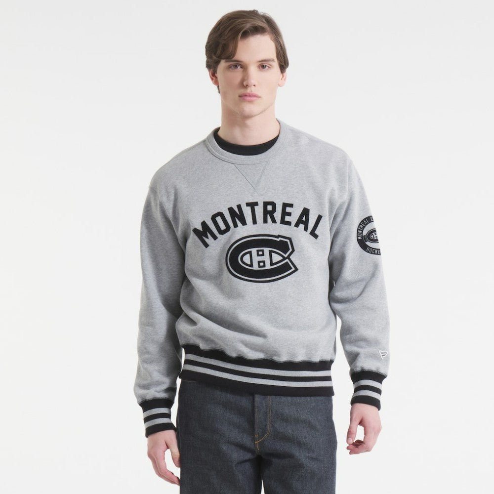 Montreal Canadiens Todd Snyder by Fanatics Relaxed Canadian Fleece Crew - Athletic Heather Gray