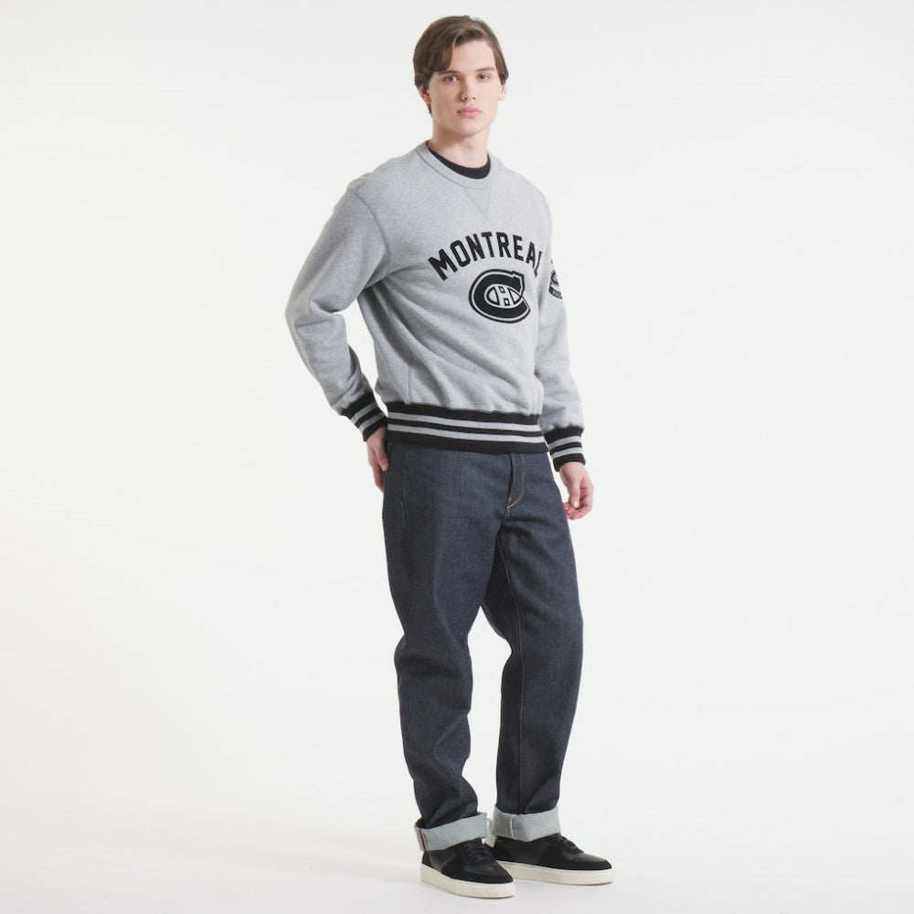 Montreal Canadiens Todd Snyder by Fanatics Relaxed Canadian Fleece Crew - Athletic Heather Gray