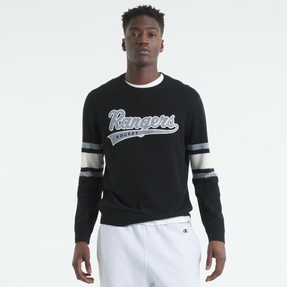 New York Rangers Todd Snyder by Fanatics Cashmere Crew Sweater - Black