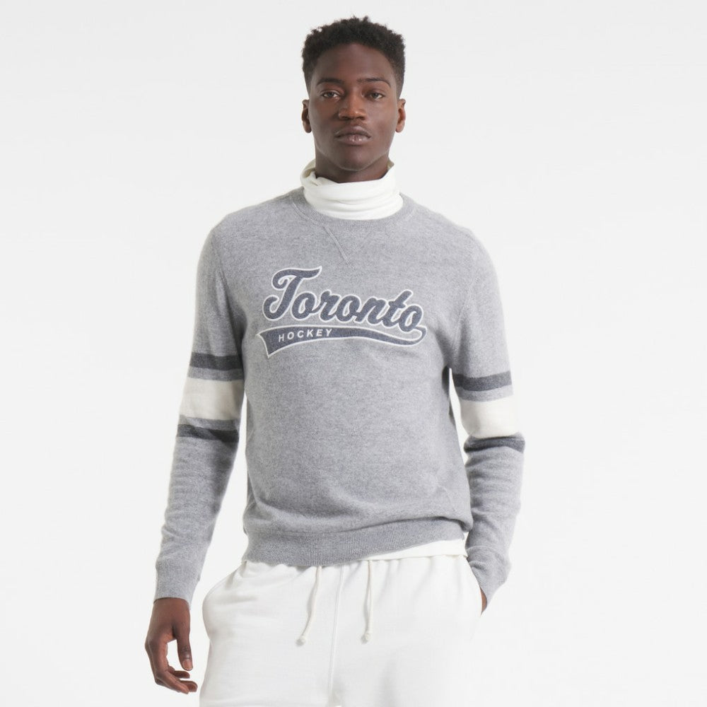 Toronto Maple Leafs Todd Snyder by Fanatics Cashmere Crew Sweater - Athletic Heather Gray