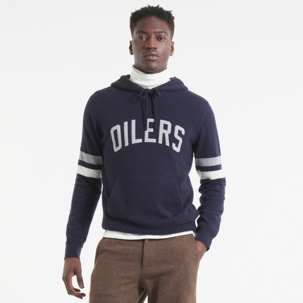 Edmonton Oilers Todd Snyder by Fanatics Cashmere Hooded Sweater - Navy