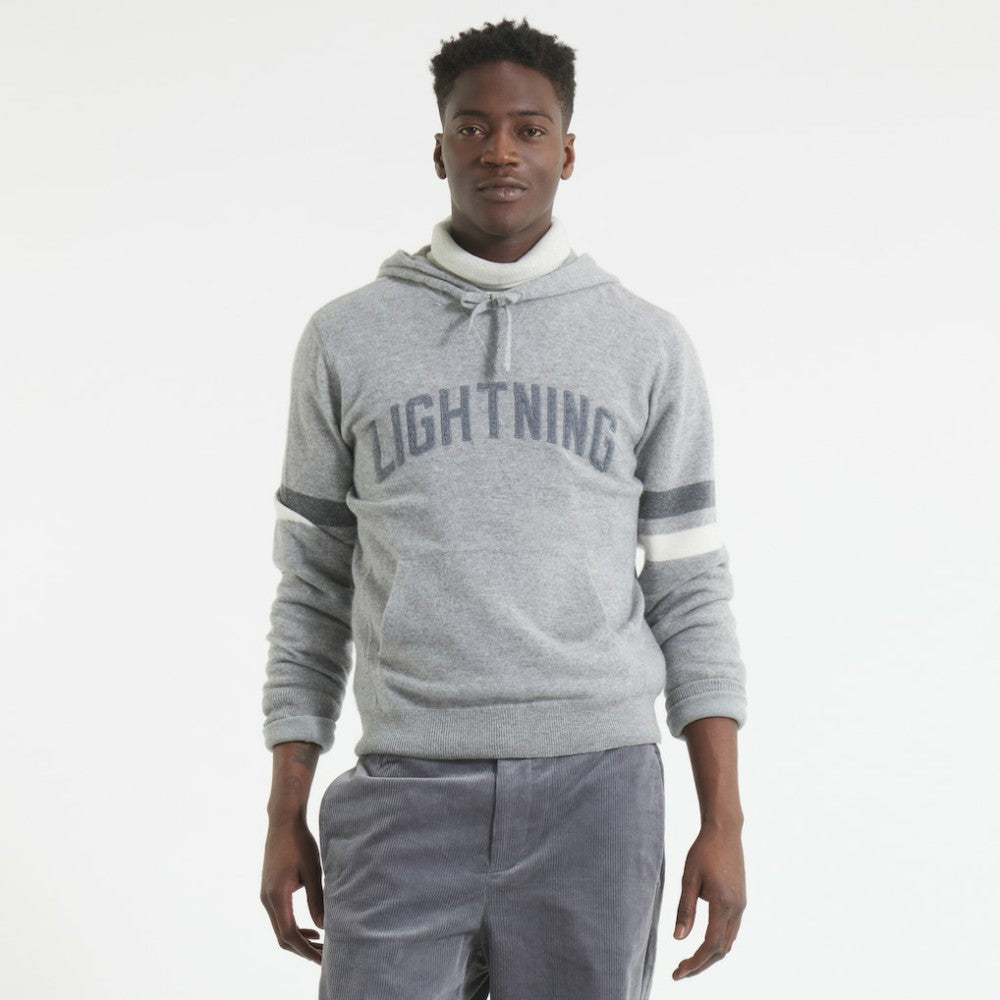 Tampa Bay Lightning Todd Snyder by Fanatics Cashmere Hooded Sweater - Athletic Heather Gray
