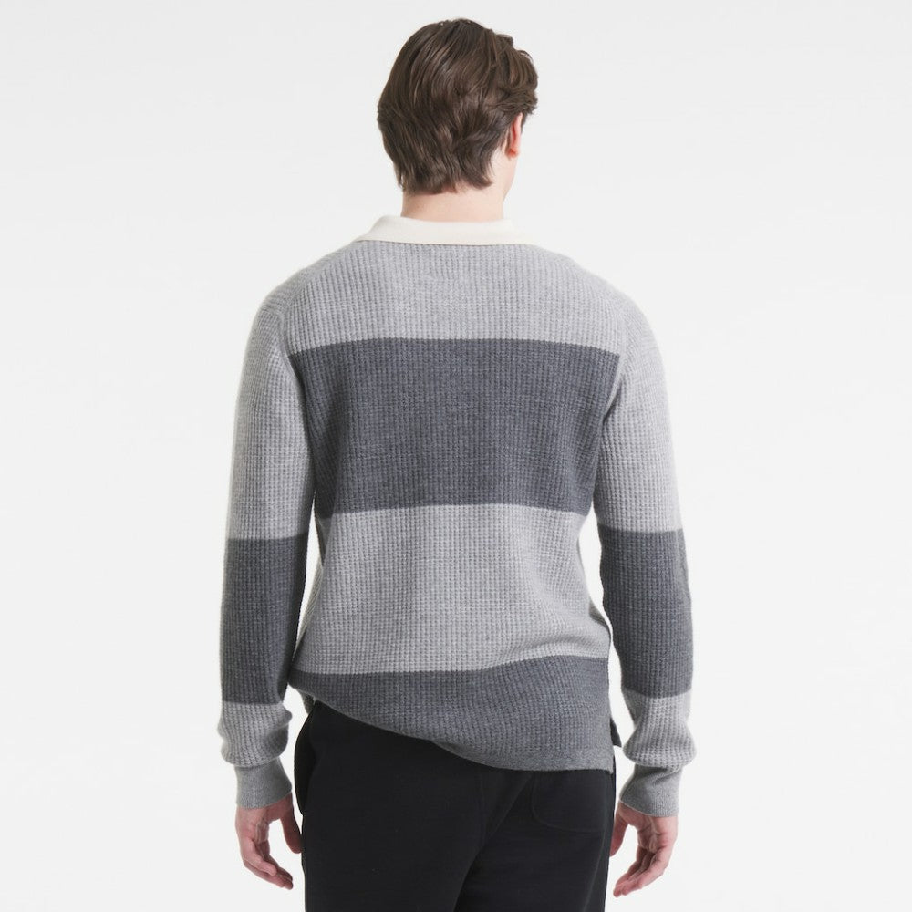 New York Rangers Todd Snyder by Fanatics Cashmere Rugby Sweater - Athletic Heather Gray