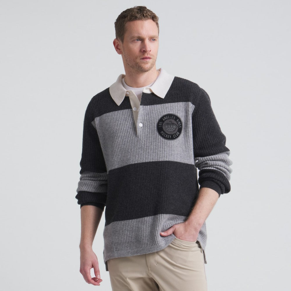 Los Angeles Kings Todd Snyder by Fanatics Cashmere Rugby Sweater - Athletic Heather Gray
