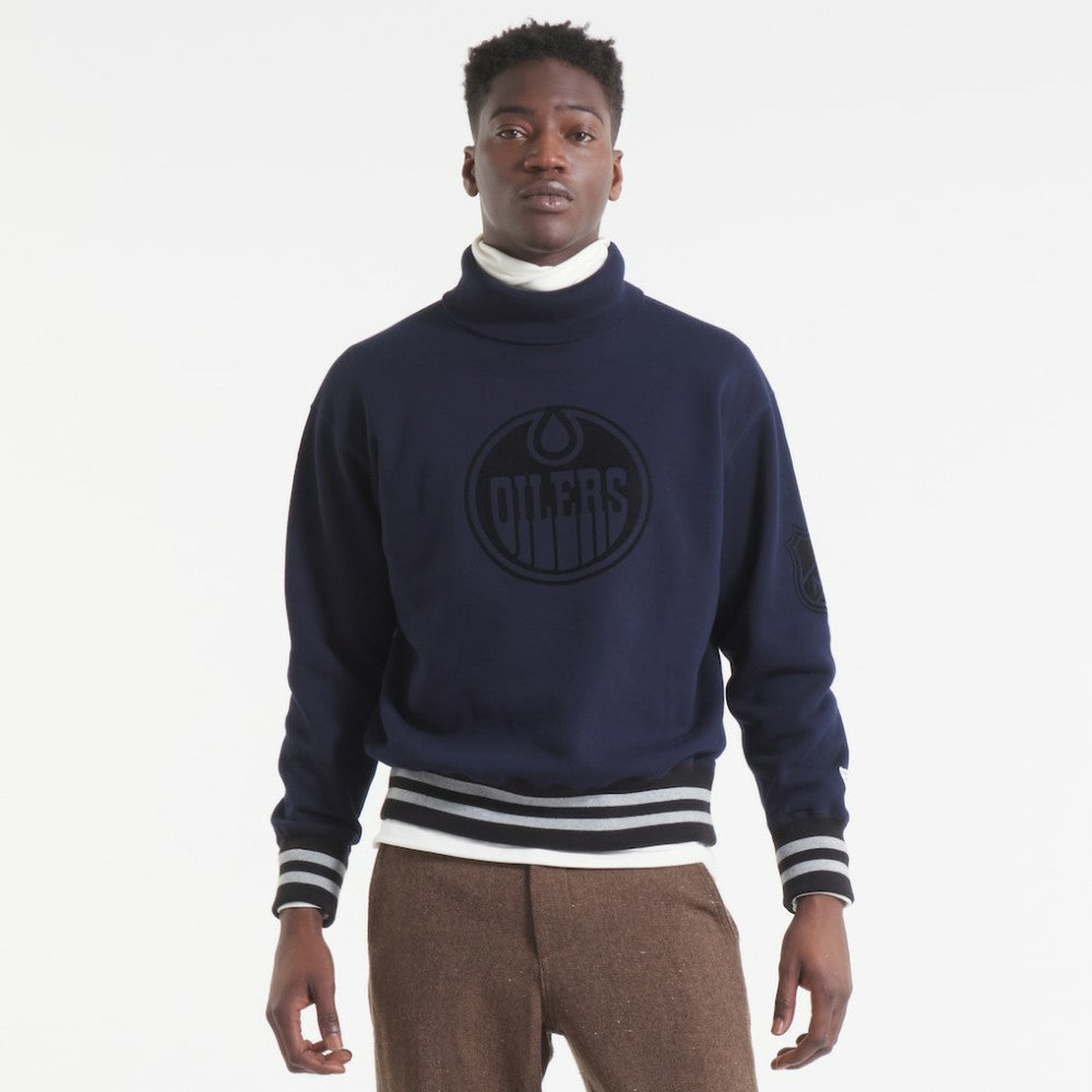 Edmonton Oilers Todd Snyder by Fanatics Relaxed Canadian Fleece Turtleneck - Navy