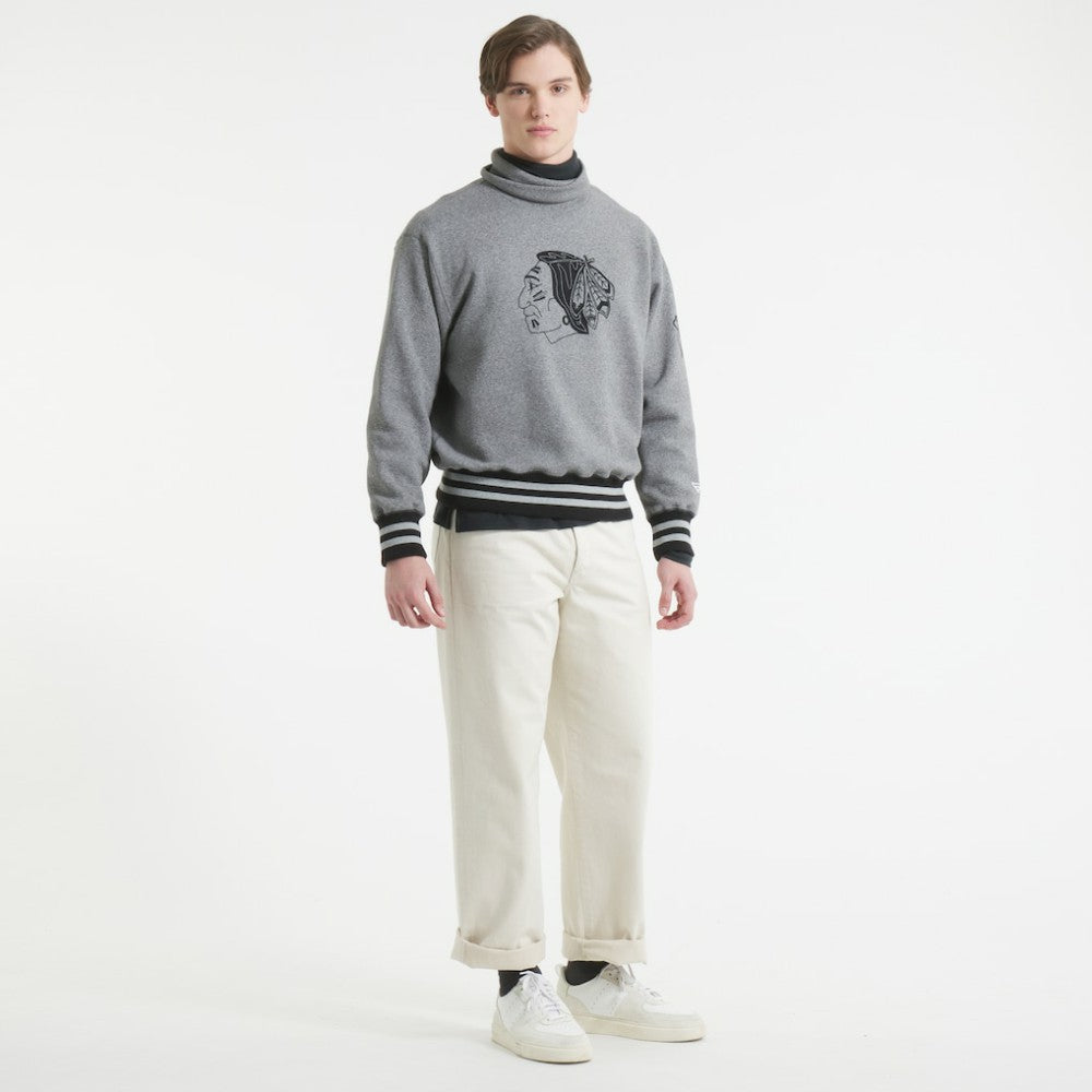 Chicago Blackhawks Todd Snyder by Fanatics Relaxed Canadian Fleece Turtleneck - Dark Heather Gray