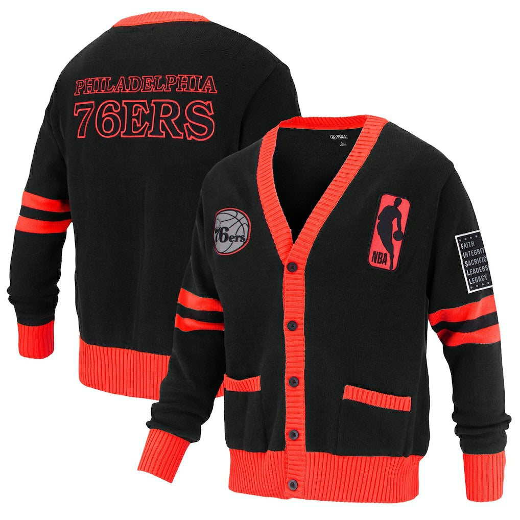 Philadelphia 76ers FISLL Unisex Logoman Shadow Collection Full-Button Cardigan Sweater - Black online