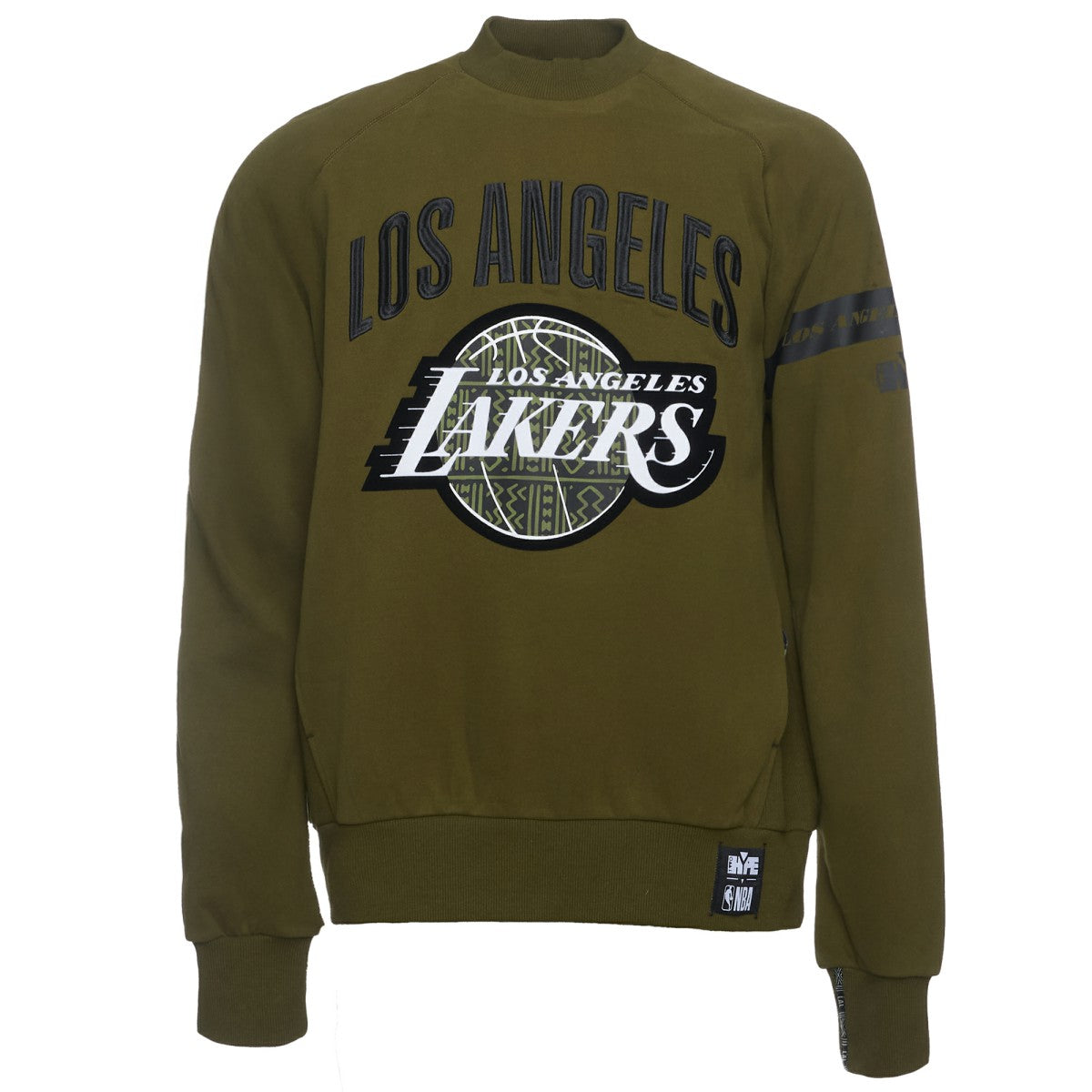 Los Angeles Lakers NBA x Two Hype Culture & Hoops Collection Premium Pullover Sweatshirt - Olive on sale