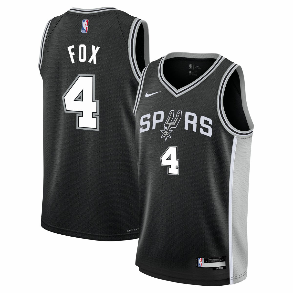 De'Aaron Fox San Antonio Spurs Youth Swingman Jersey - Icon Edition - Black sale