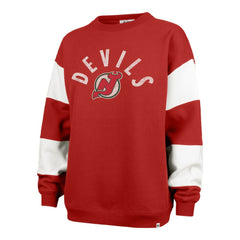 New Jersey Devils '47 Women's Eephus Barred Pullover Sweatshirt - Red Sweatshirts