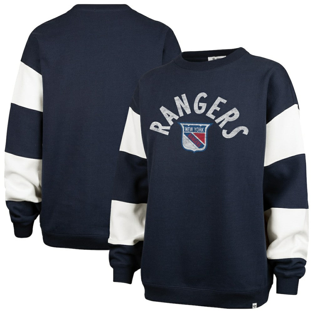New York Rangers '47 Women's Eephus Barred Pullover Sweatshirt - Navy Sweatshirts