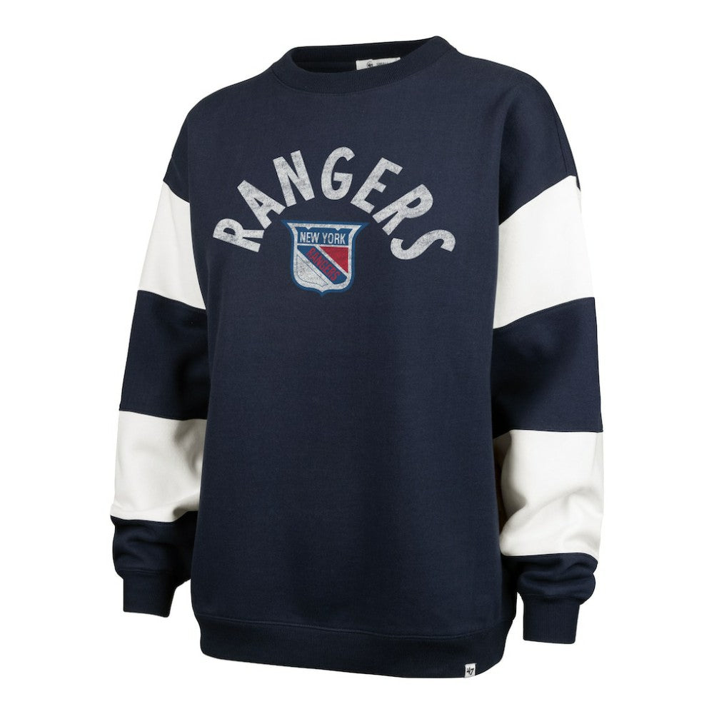 New York Rangers '47 Women's Eephus Barred Pullover Sweatshirt - Navy Sweatshirts
