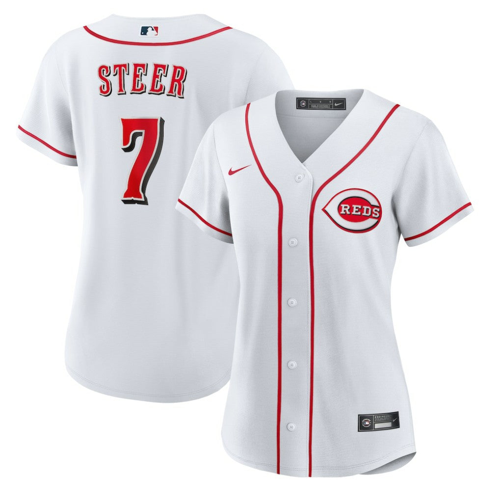 Spencer Steer Cincinnati Reds Women's Home Replica Jersey White