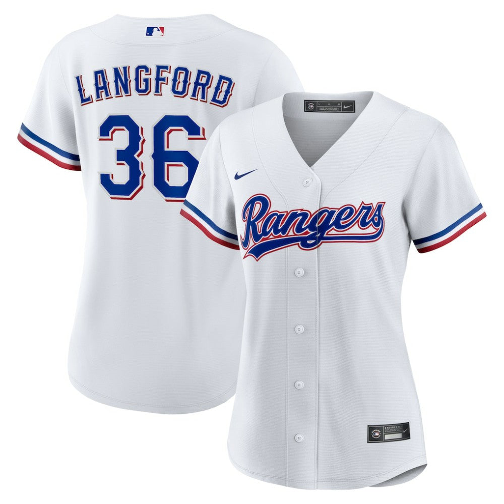 Wyatt Langford Texas Rangers Women's Home Replica Jersey White