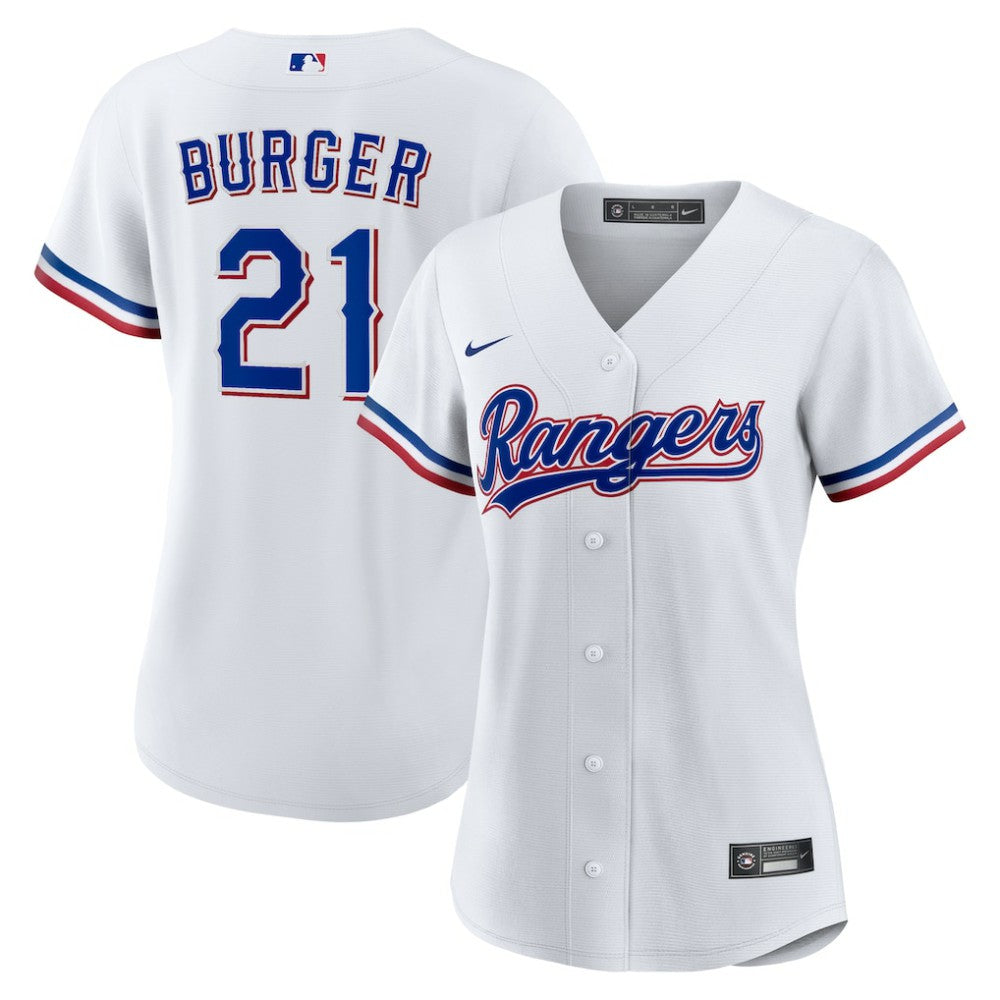 Jake Burger Texas Rangers Women's Home Replica Jersey White