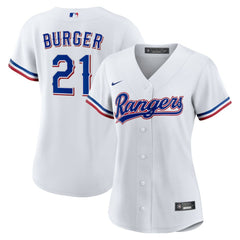 Jake Burger Texas Rangers Women's Home Replica Jersey White