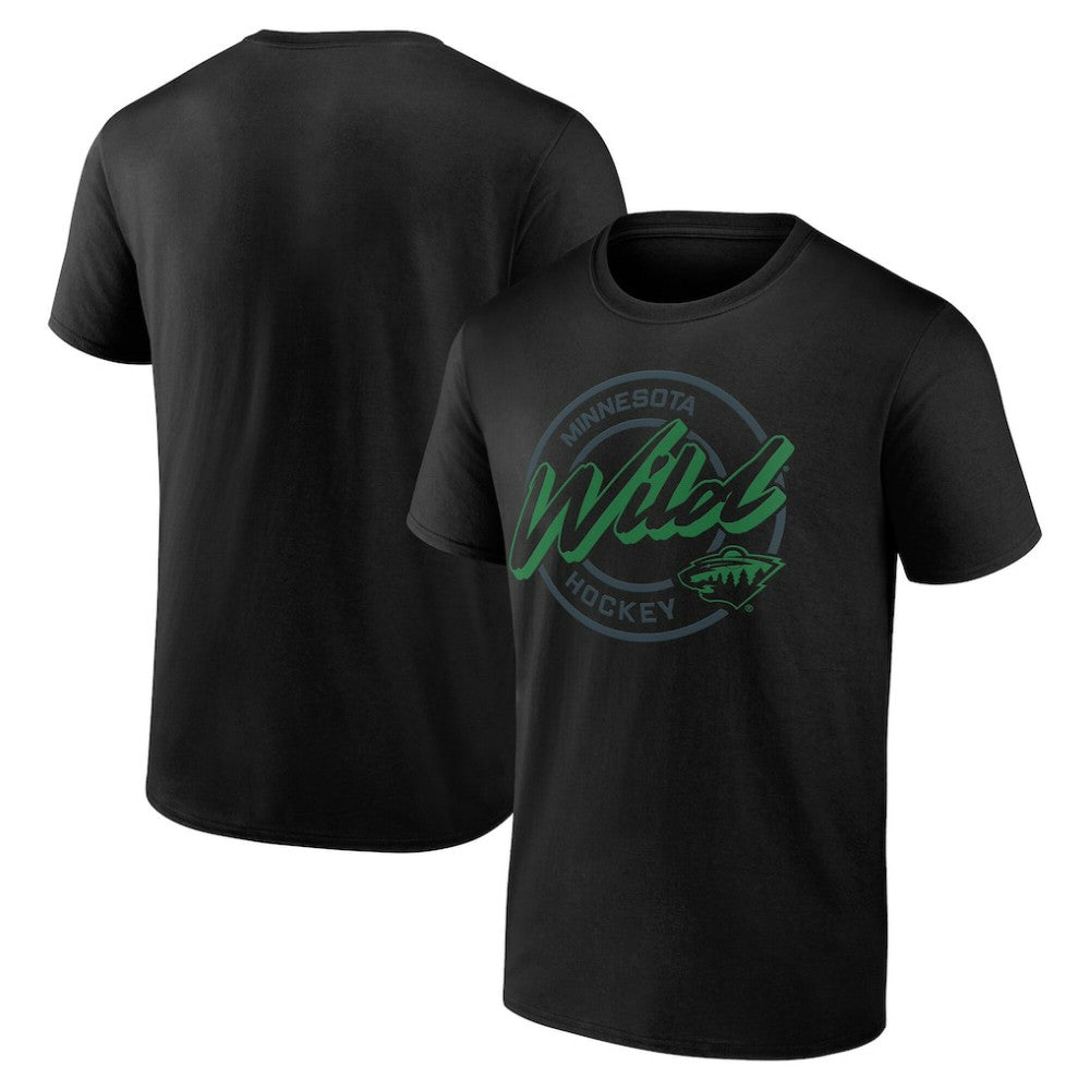 Minnesota Wild Color Block Puck T-Shirt - Black T-shirts