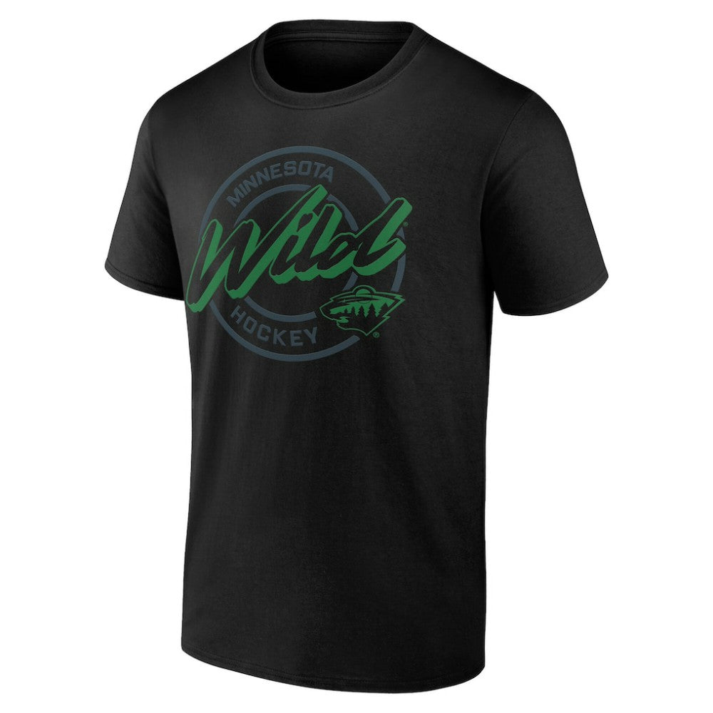 Minnesota Wild Color Block Puck T-Shirt - Black T-shirts