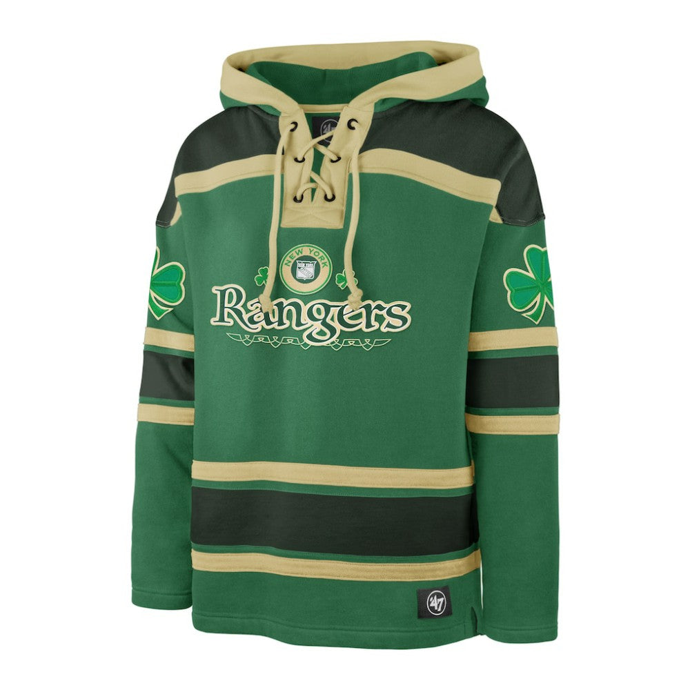 New York Rangers '47 St. Patrick's Day McLucky Superior Lacer Pullover Hoodie - Kelly Green Hoodies