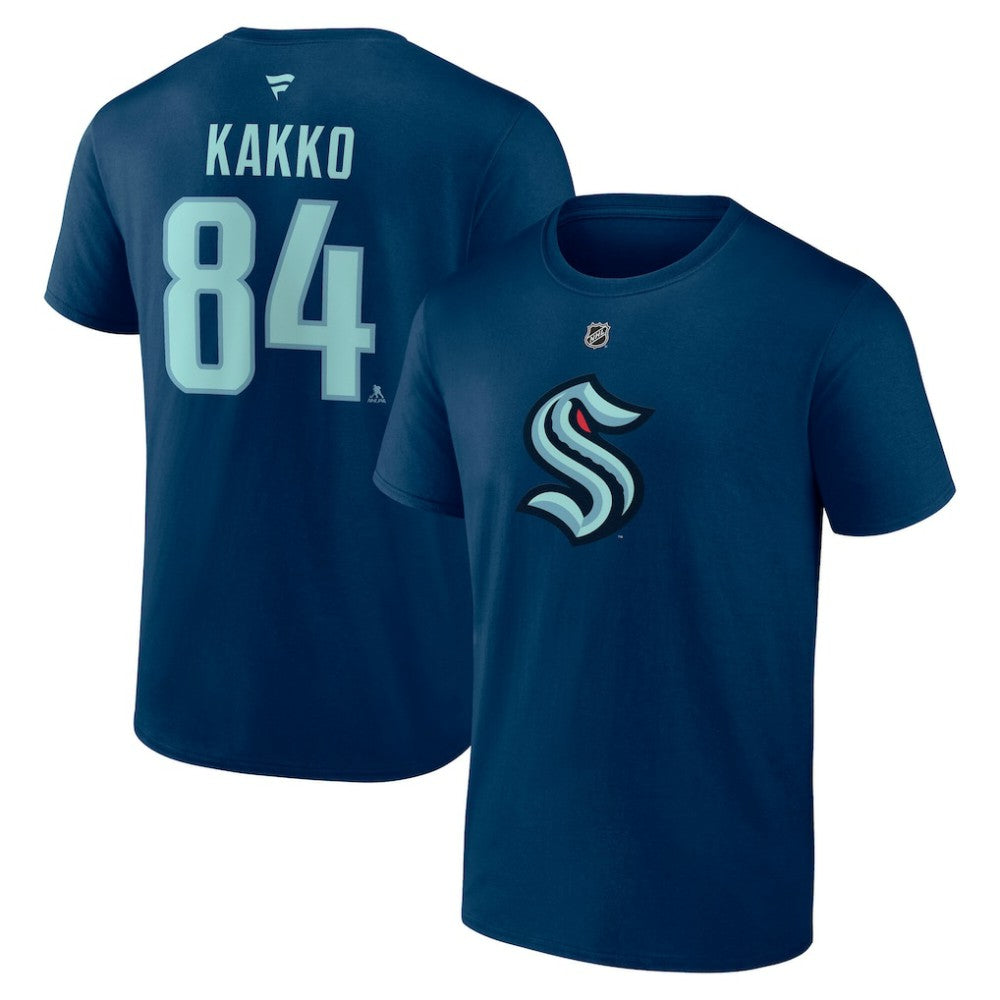 Kaapo Kakko Seattle Kraken Fanatics Authentic Stack Name & Number T-Shirt - Navy T-shirts