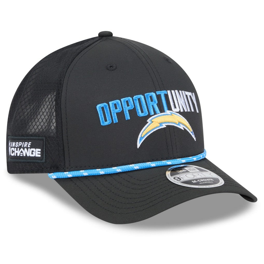 Los Angeles Chargers New Era 2025 Inspire Change 9FORTY M-Crown Adjustable Hat - Black for sale