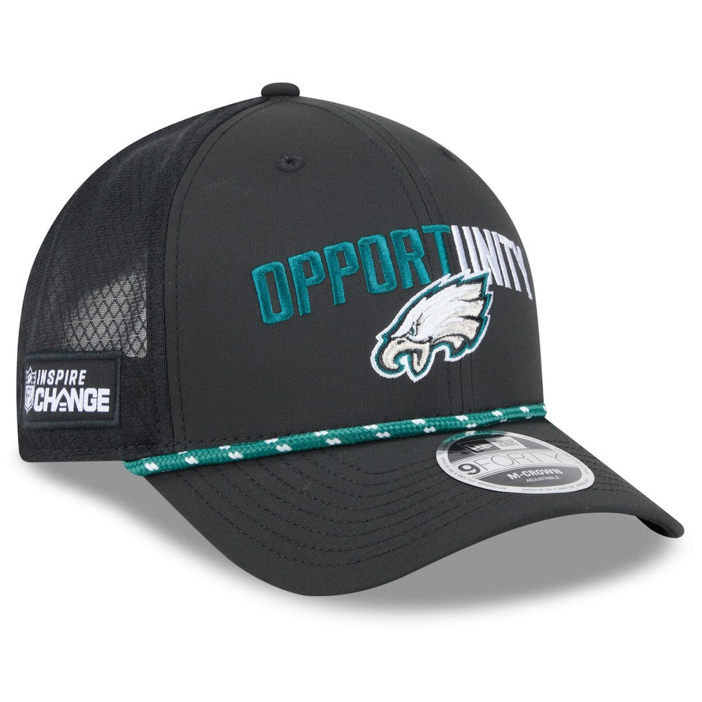 Philadelphia Eagles New Era 2025 Inspire Change 9FORTY M-Crown Adjustable Hat - Black on sale