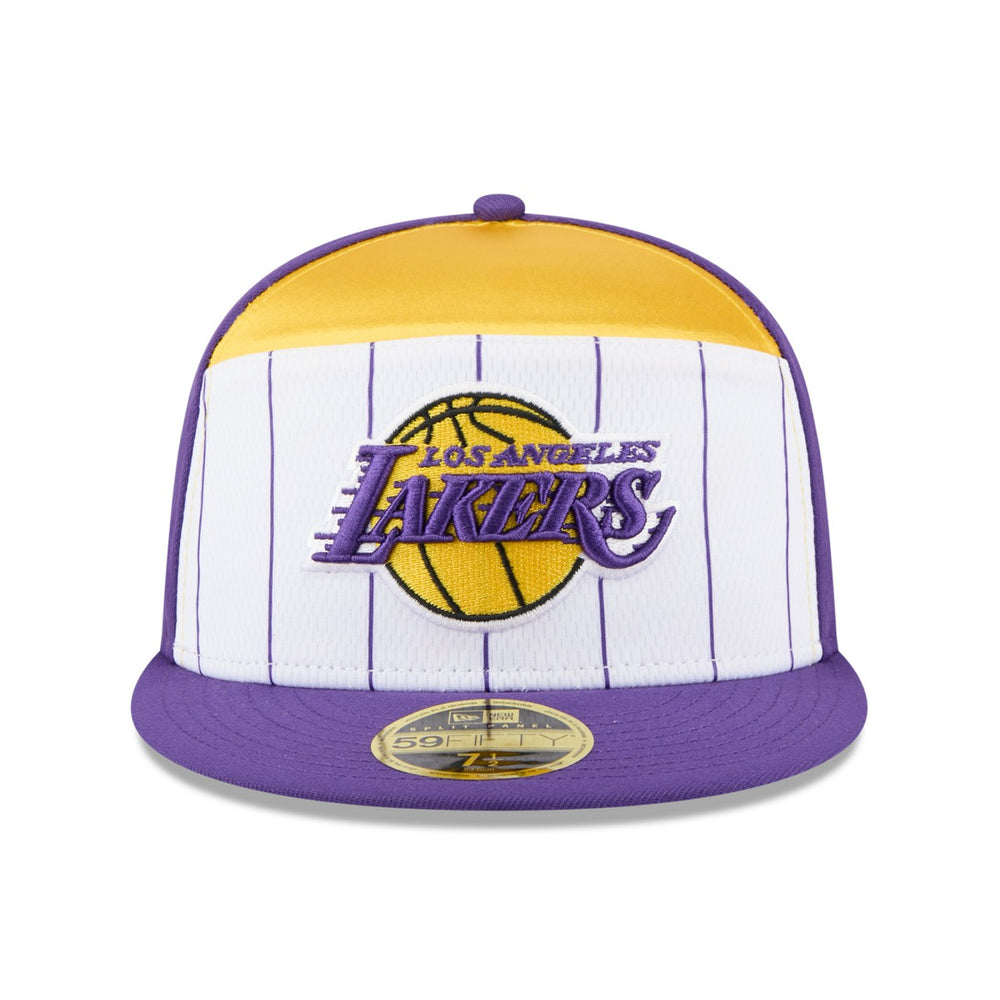 Los Angeles Lakers 2025 NBA Tip Off Split Panel 59FIFTY Fitted Hat - White/Purple sale