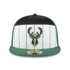 Milwaukee Bucks 2025 NBA Tip Off Split Panel 59FIFTY Fitted Hat - White/Hunter Green cheap