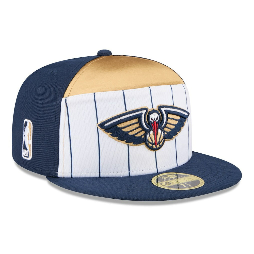 New Orleans Pelicans 2025 NBA Tip Off Split Panel 59FIFTY Fitted Hat - White/Navy discount