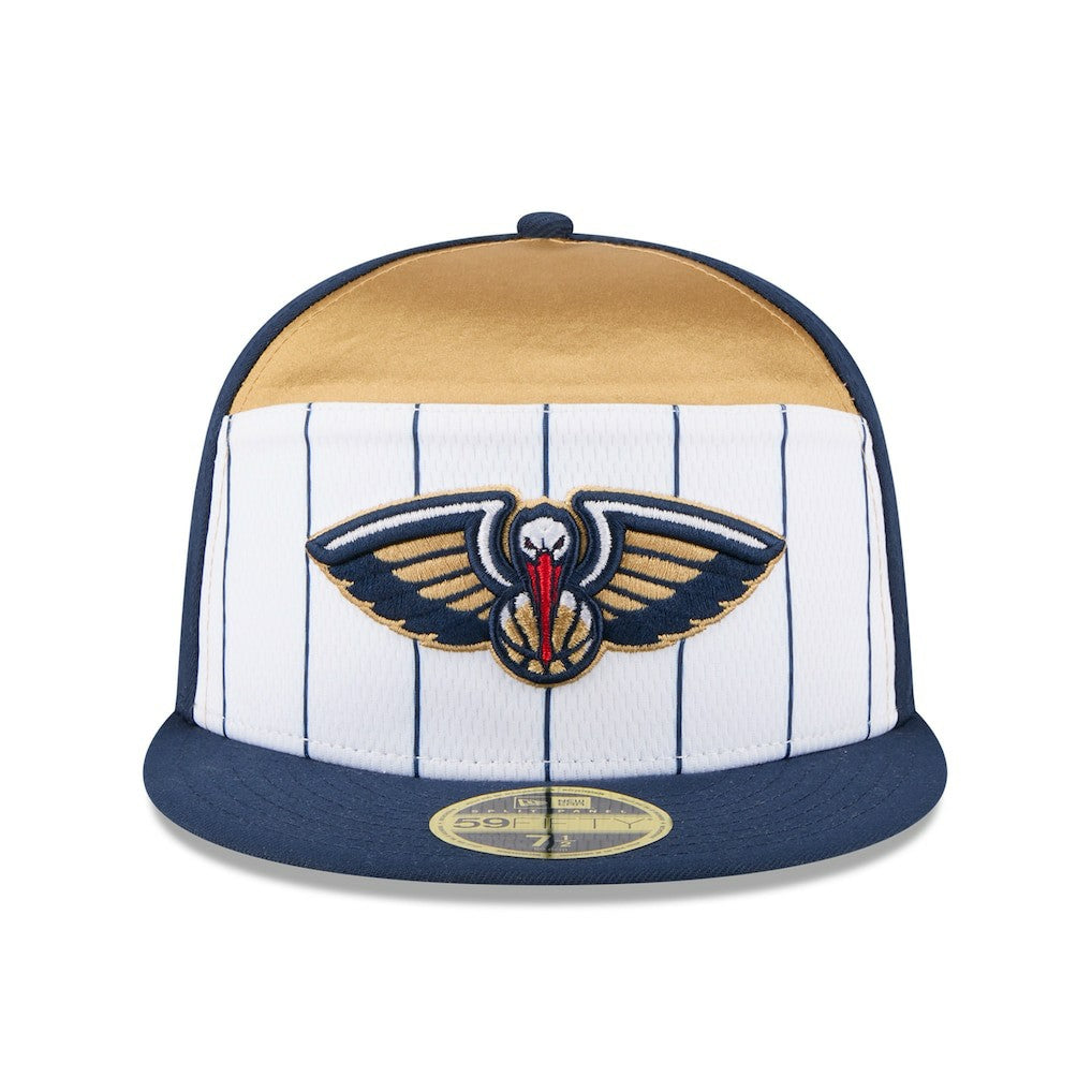 New Orleans Pelicans 2025 NBA Tip Off Split Panel 59FIFTY Fitted Hat - White/Navy discount
