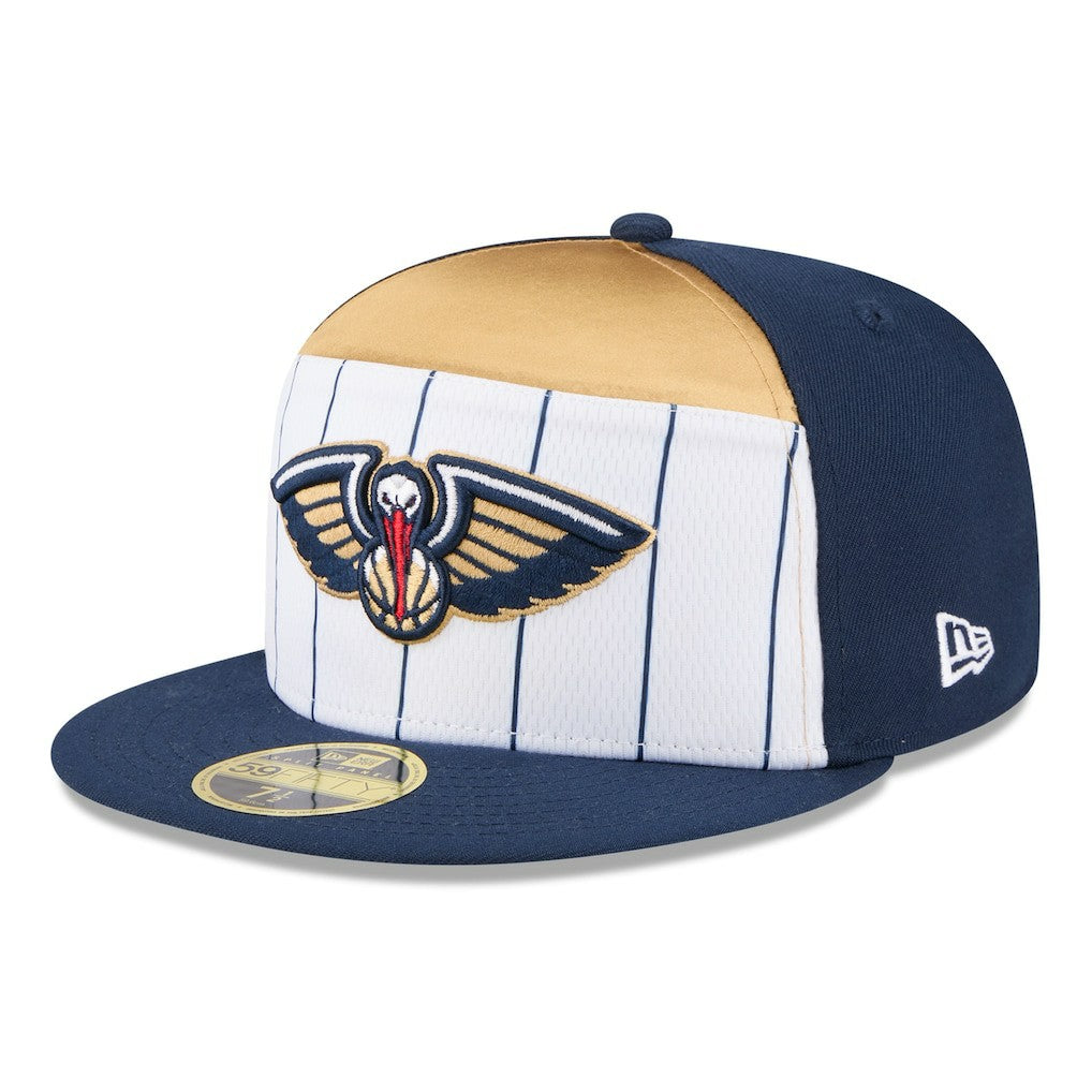 New Orleans Pelicans 2025 NBA Tip Off Split Panel 59FIFTY Fitted Hat - White/Navy discount