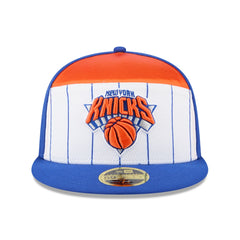 New York Knicks 2025 NBA Tip Off Split Panel 59FIFTY Fitted Hat - White/Blue for sale