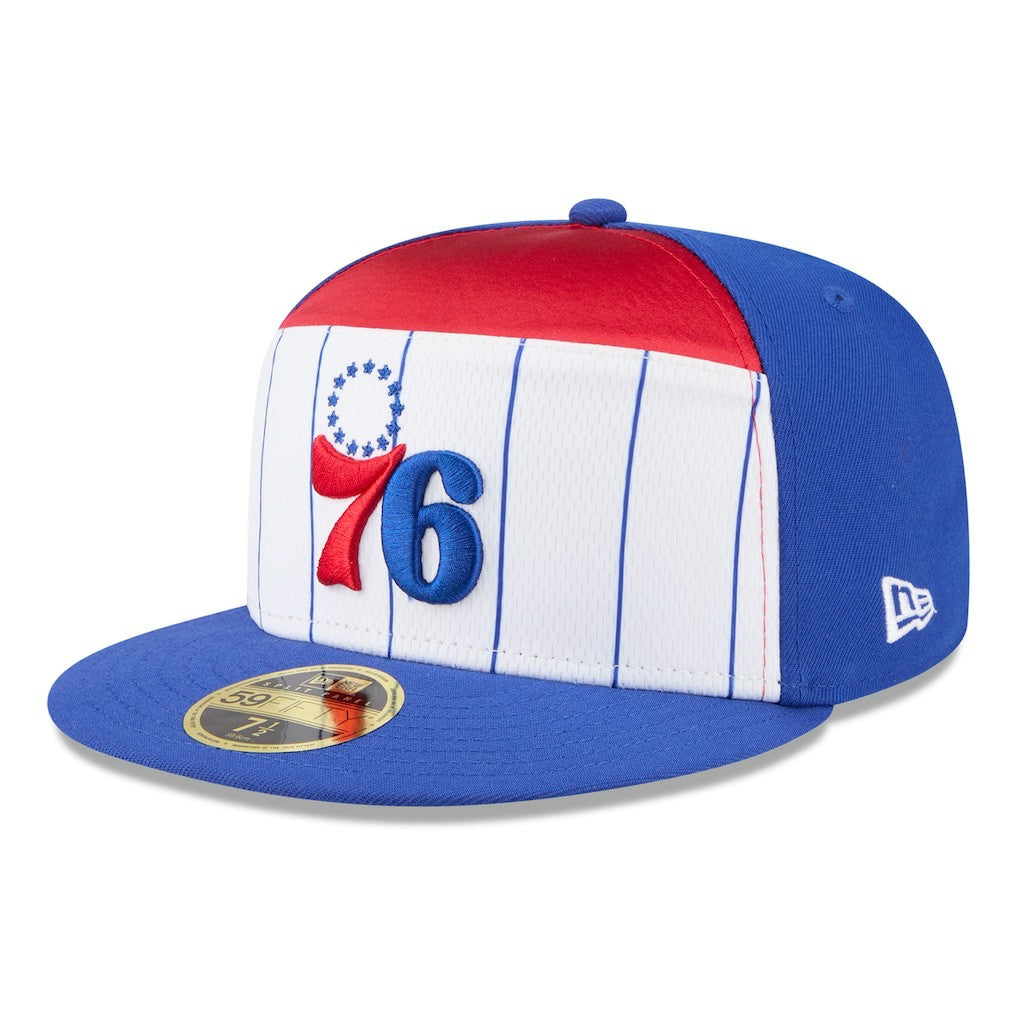 Philadelphia 76ers 2025 NBA Tip Off Split Panel 59FIFTY Fitted Hat - White/Royal on sale