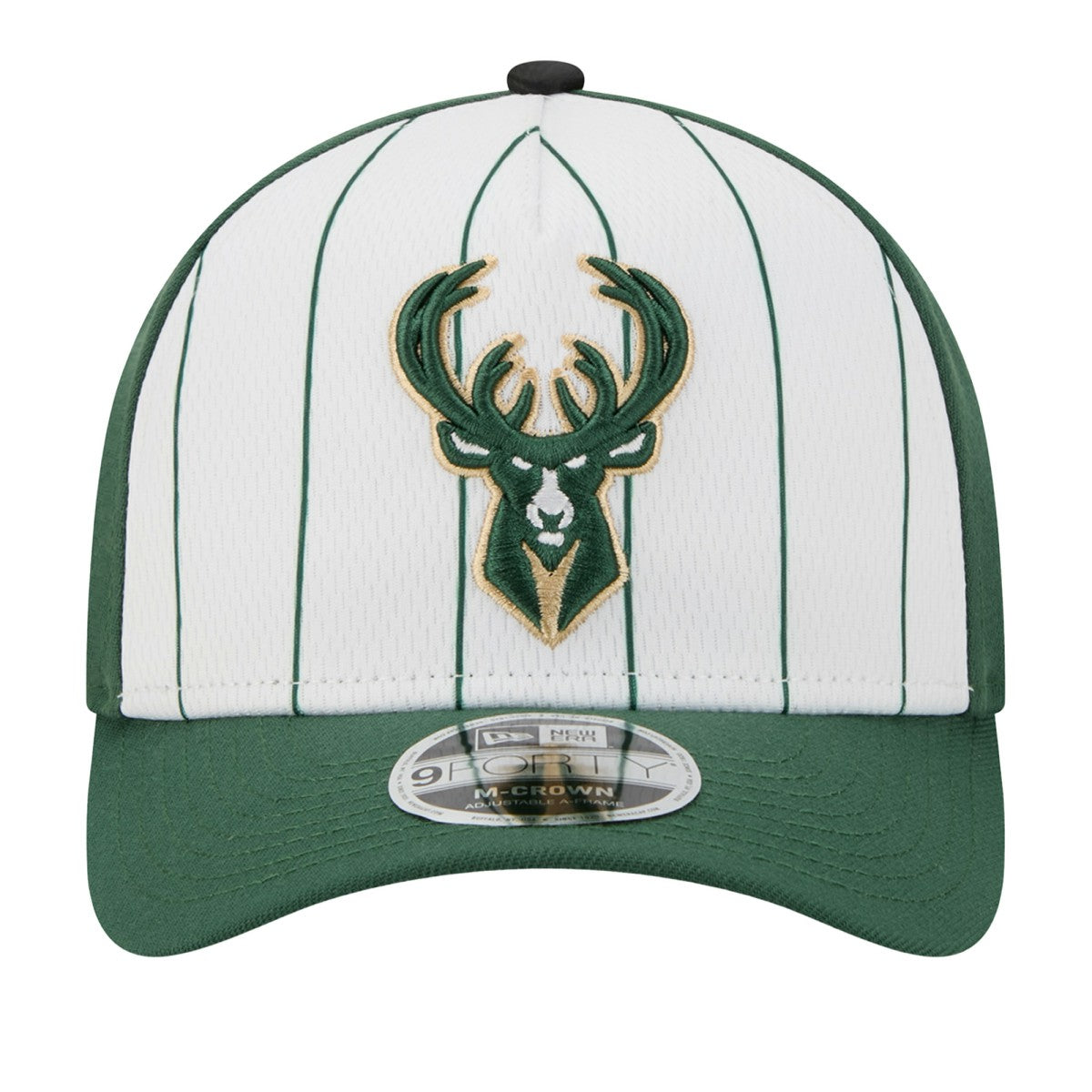 Milwaukee Bucks 2025 NBA Tip Off M-Crown A-Frame 9FORTY Adjustable Hat - White/Hunter Green sale