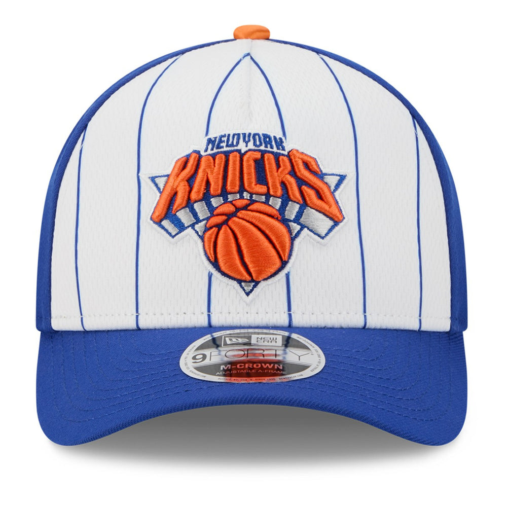 New York Knicks 2025 NBA Tip Off M-Crown A-Frame 9FORTY Adjustable Hat - White/Blue online