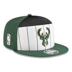 Milwaukee Bucks 2025 NBA Tip Off Split Panel 9FIFTY Snapback Hat - White/Hunter Green on sale