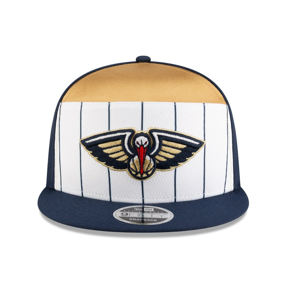 New Orleans Pelicans 2025 NBA Tip Off Split Panel 9FIFTY Snapback Hat - White/Navy shop