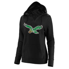 Philadelphia Eagles Women's Plus Size Throwback Logo V-Neck Pullover Hoodie - Black discount
