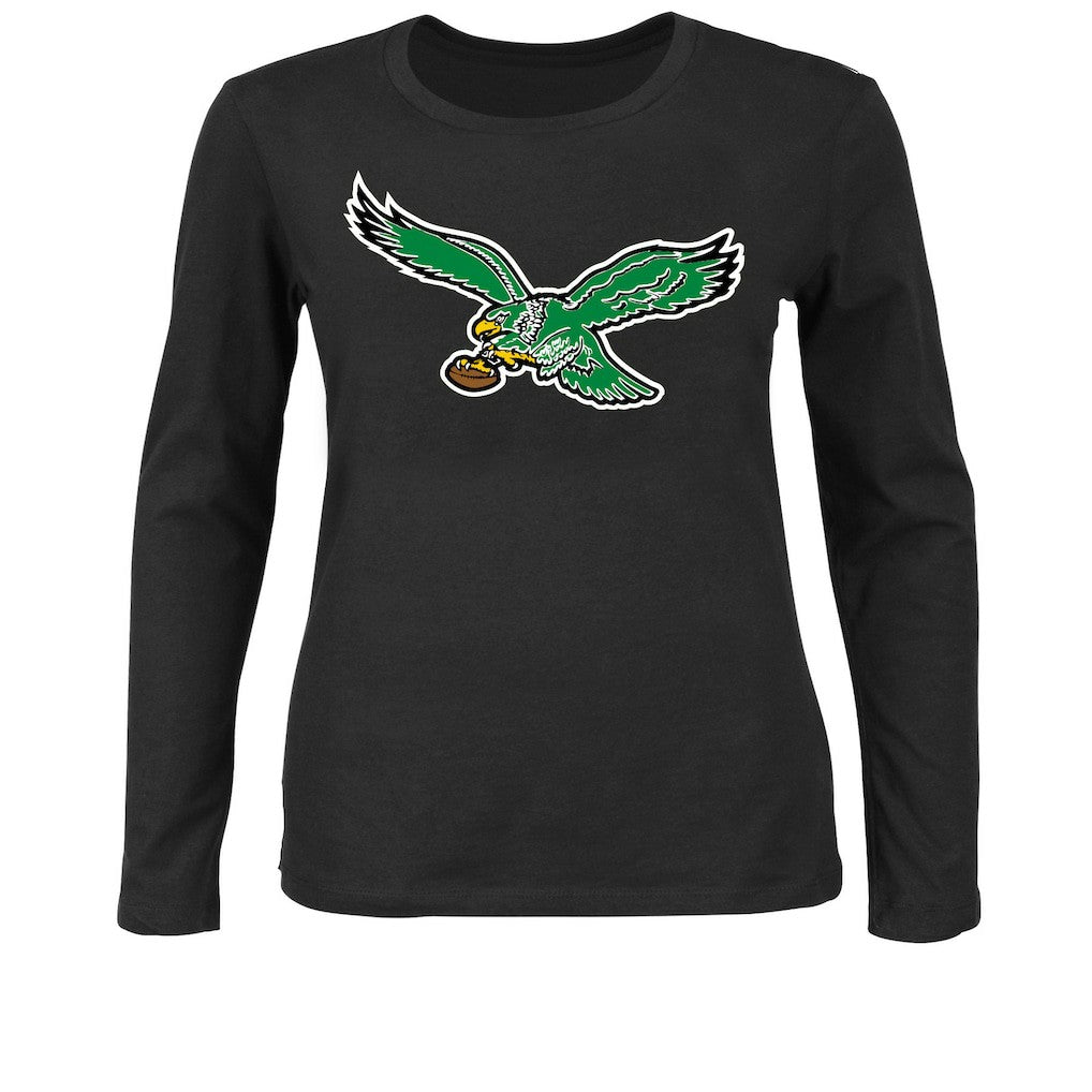 Philadelphia Eagles Women's Plus Size Scoop Neck Long Sleeve T-Shirt - Black outlet