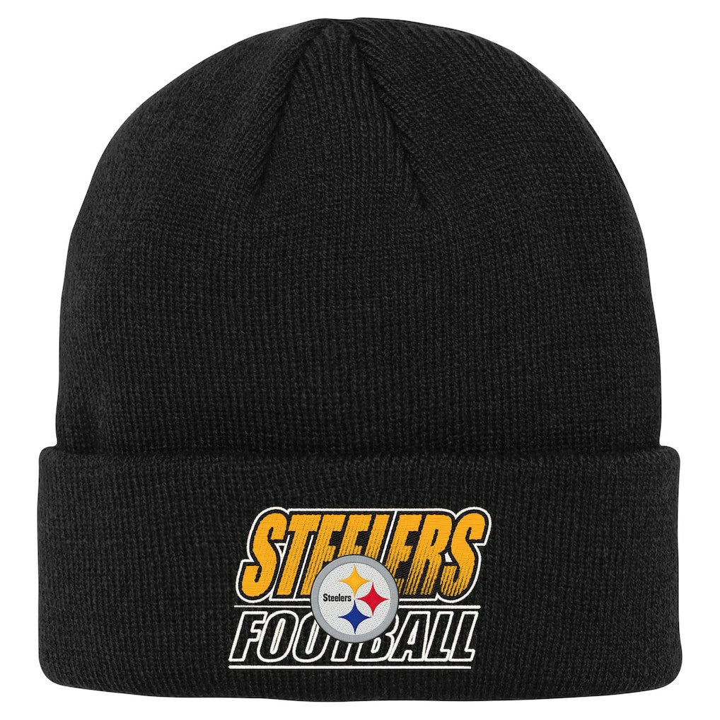 Pittsburgh Steelers Outerstuff Youth Team Gradient Cuffed Knit Hat - Black on sale