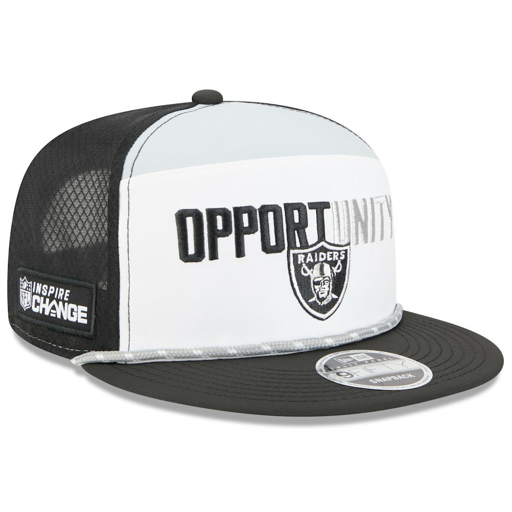 Las Vegas Raiders New Era 2025 Inspire Change Split Panel 9FIFTY Snapback Hat - White/Black on sale
