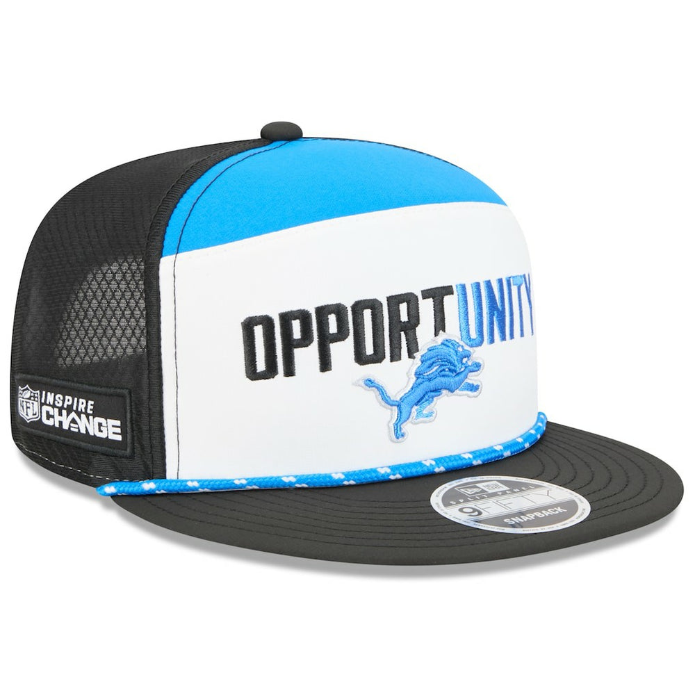 Detroit Lions New Era 2025 Inspire Change Split Panel 9FIFTY Snapback Hat - White/Black on sale