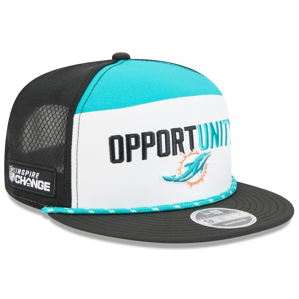 Miami Dolphins New Era 2025 Inspire Change Split Panel 9FIFTY Snapback Hat - White/Black sale