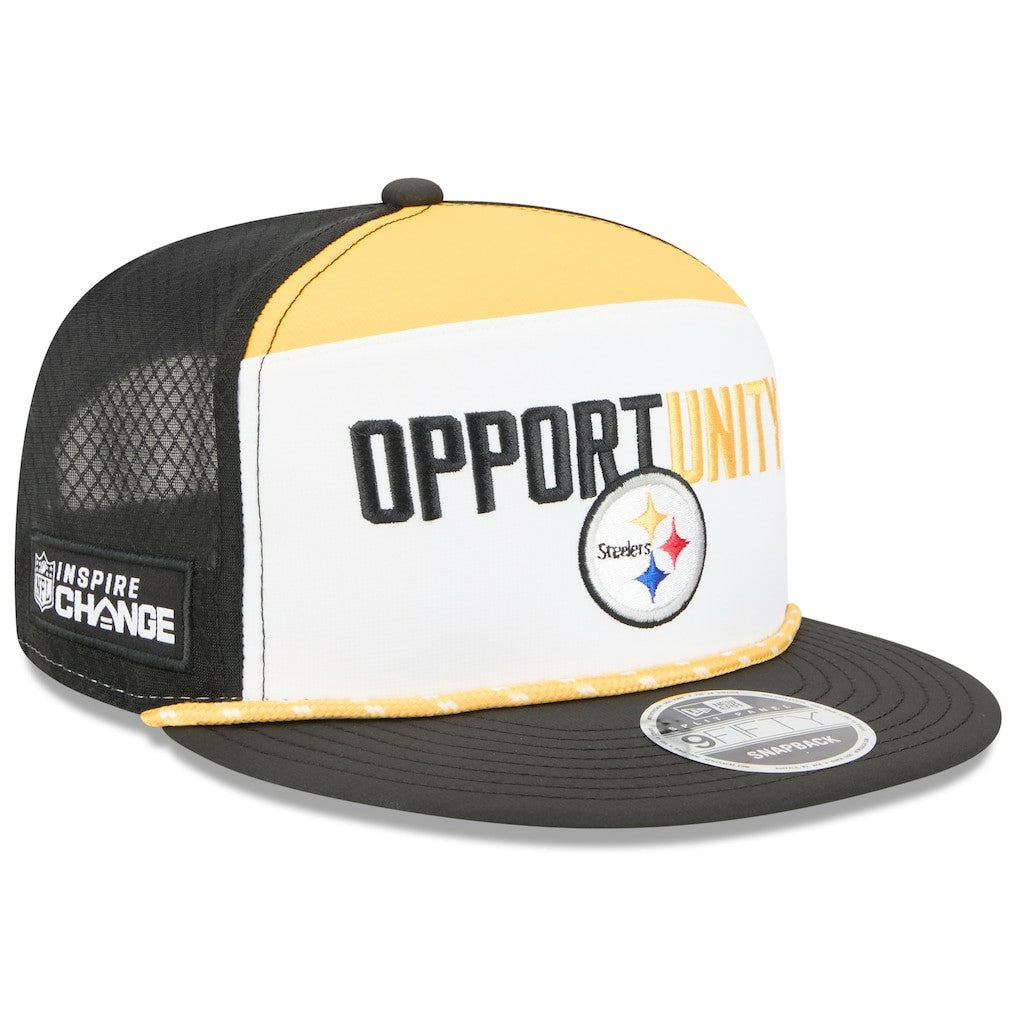 Pittsburgh Steelers New Era 2025 Inspire Change Split Panel 9FIFTY Snapback Hat - White/Black sale