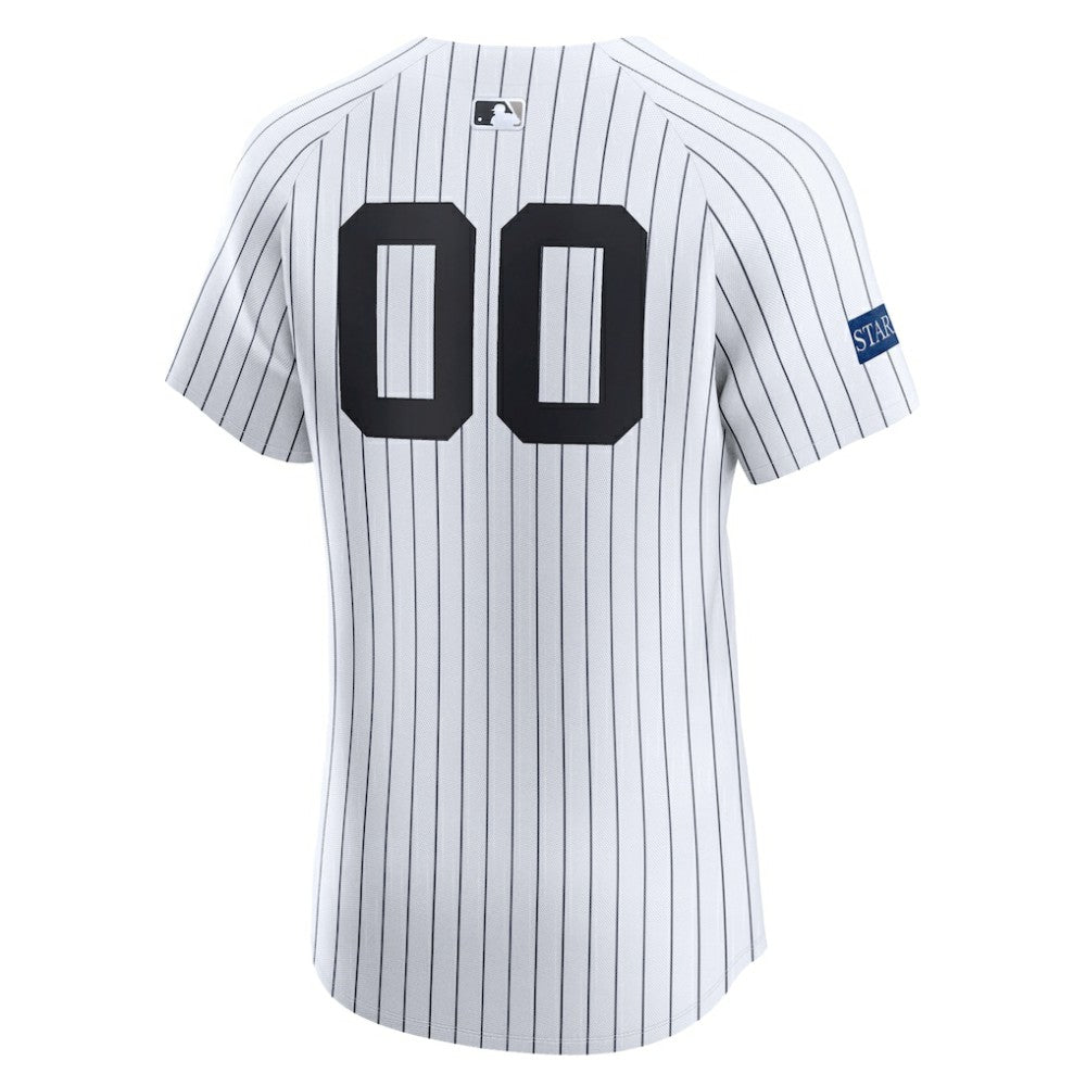 New York Yankees Home Elite Sponsor Patch Custom Jersey White