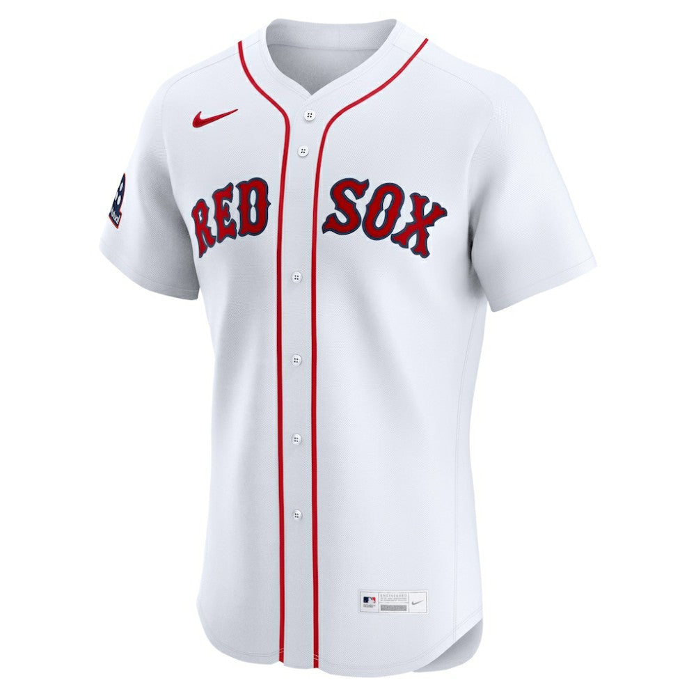 Boston Red Sox Home Elite Sponsor Patch Custom Jersey White