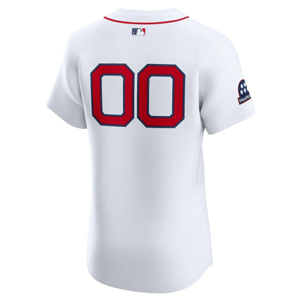 Boston Red Sox Home Elite Sponsor Patch Custom Jersey White
